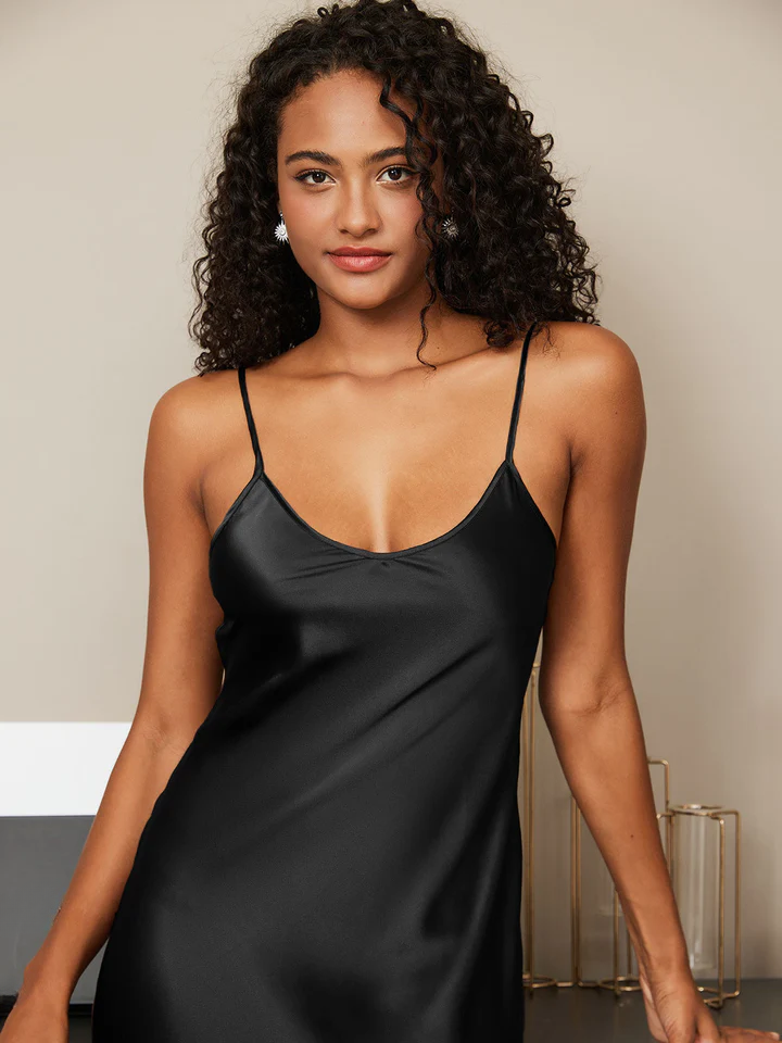 Spaghetti Strap Long Silk Nightgown/Dress