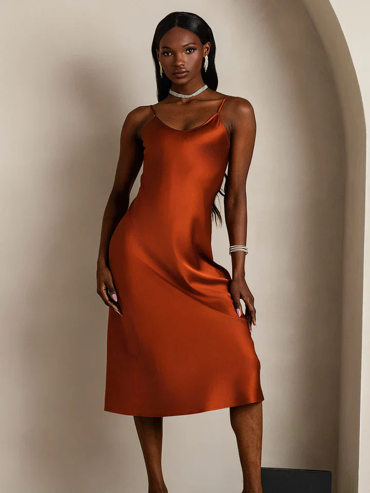 Spaghetti Strap Long Silk Nightgown/Dress