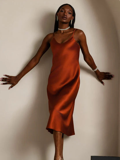 Spaghetti Strap Long Silk Nightgown/Dress